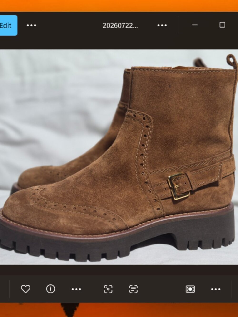 M by Bruno Magli Luca Brown Suede Leather Gold Buckle Bootie Boots Size 8 M NEW